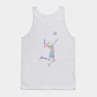 Volley Ball Player Silhouette Shape Text Word Cloud Tank Top